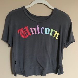 Gray Cropped Graphic Tee